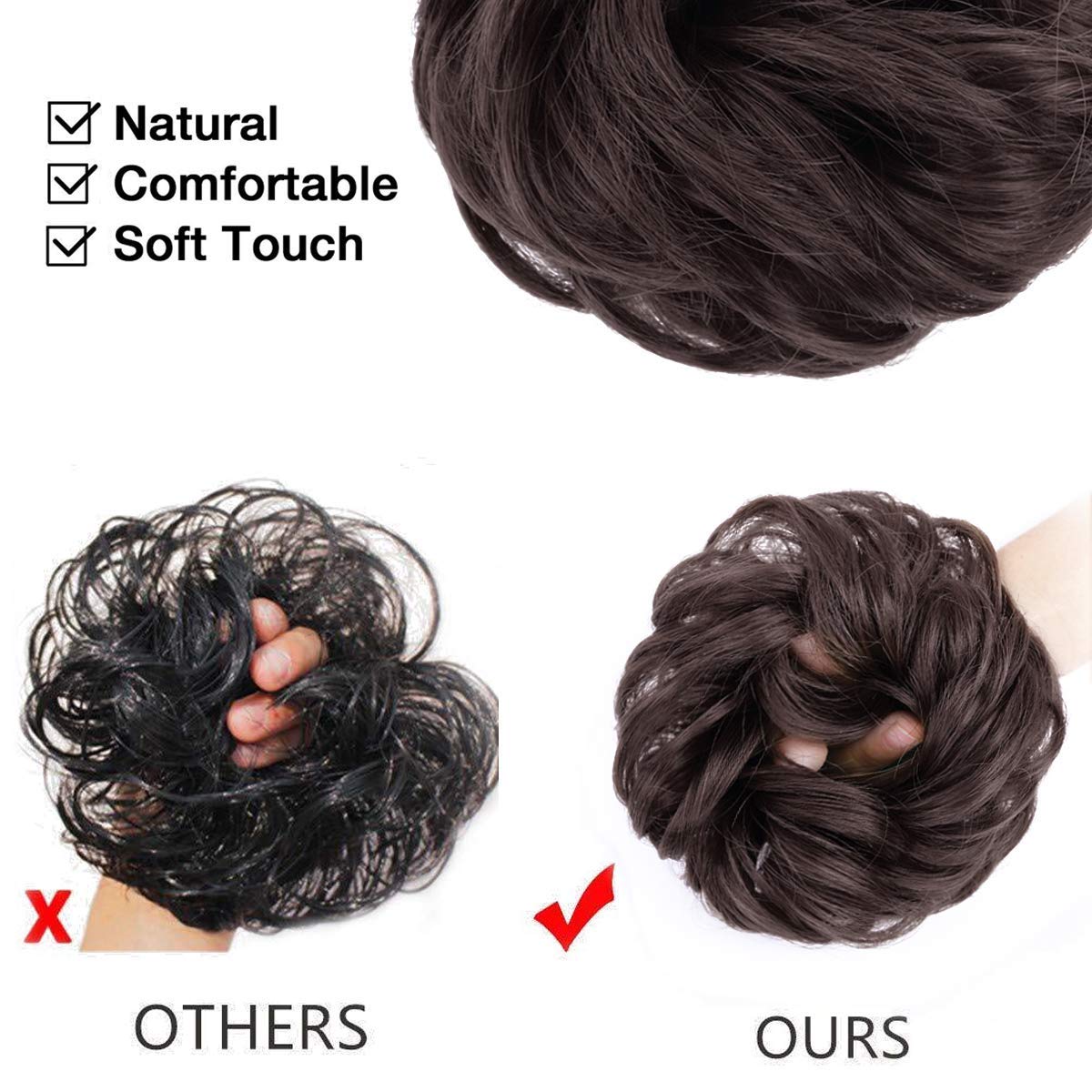 MORICA Messy Bun Hair Piece with clips and rubber band