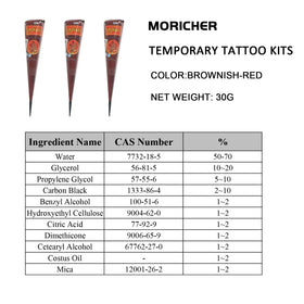 Moricher Temporary Tattoo Kit packaging and contents