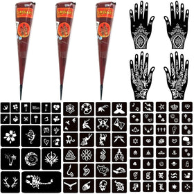 Moricher Temporary Tattoo Kit with 3 henna cones and stencils