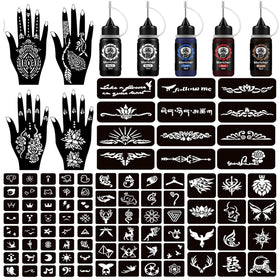 Moricher Temporary Tattoo Kit with 5 ink bottles and stencils