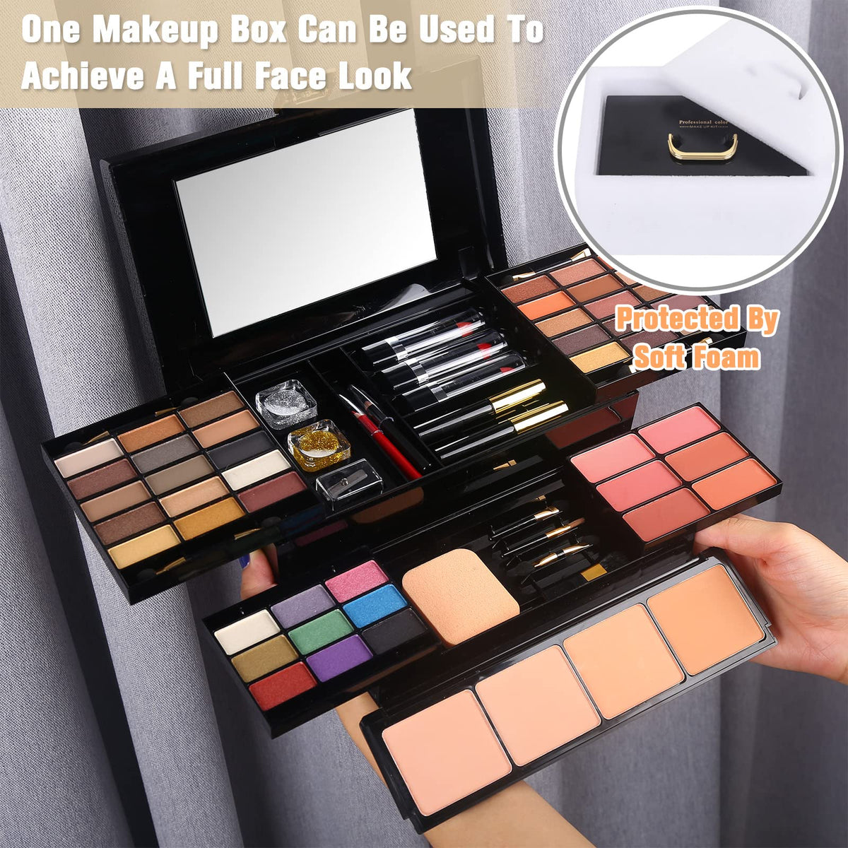 MORNECA makeup kit accessories including pencil sharpener and mini applicators