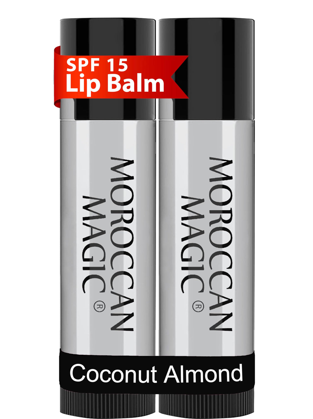 Moroccan Magic Coconut Almond Lip Balm SPF 15 front view packaging