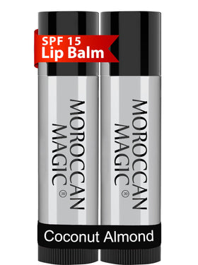 Moroccan Magic Coconut Almond Lip Balm SPF 15 front view packaging