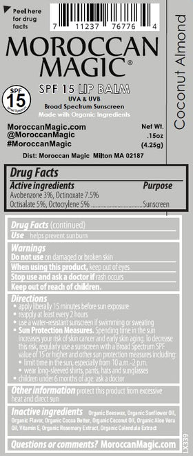 Moroccan Magic Coconut Almond Lip Balm SPF 15 on a beach background