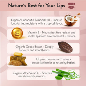 Moroccan Magic Coconut Almond Lip Balm SPF 15 on a wooden surface
