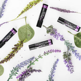 Moroccan Magic Lavender Vanilla Lip Balm lifestyle scene