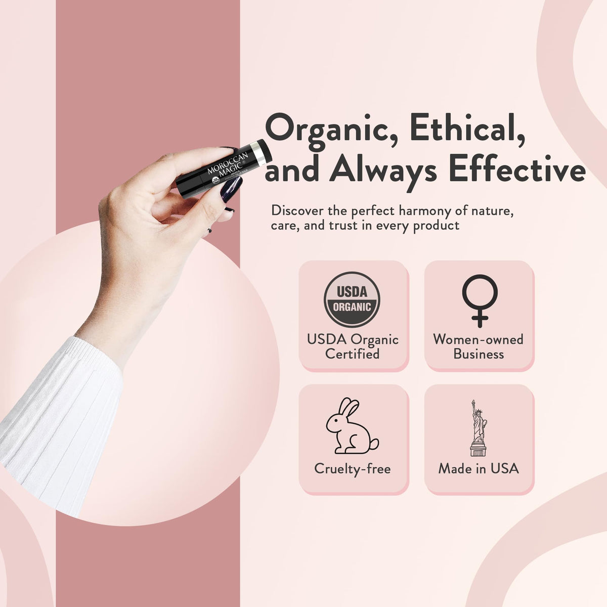 Moroccan Magic Lemon Thyme Lip Balm alongside natural ingredients