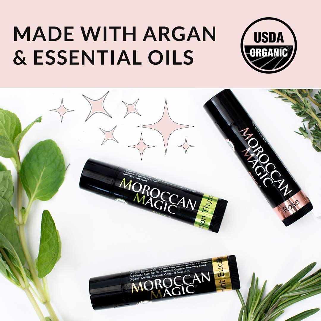 Moroccan Magic lip balm on a wooden surface