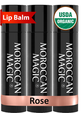 Moroccan Magic Organic Rose Lip Balm 3 Pack front view