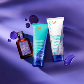 Moroccanoil Blonde Perfecting Purple Shampoo in lifestyle setting