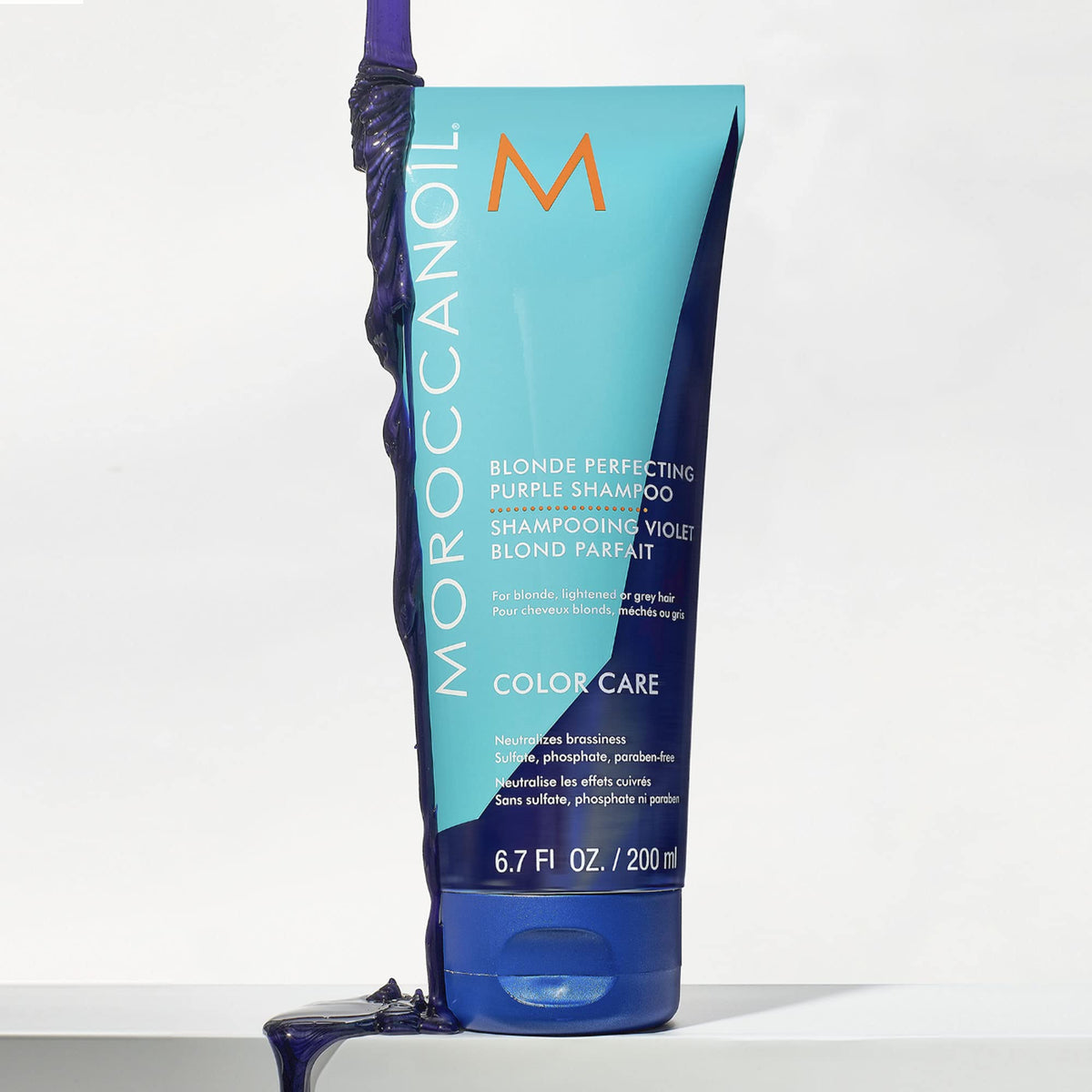 Moroccanoil Blonde Perfecting Purple Shampoo texture on hand