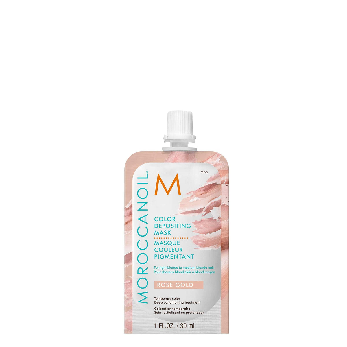 Moroccanoil Color Depositing Hair Mask Packette front view, Rose Gold
