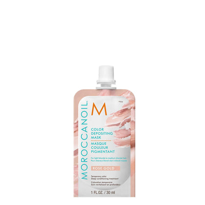 Moroccanoil Color Depositing Hair Mask Packette front view, Rose Gold