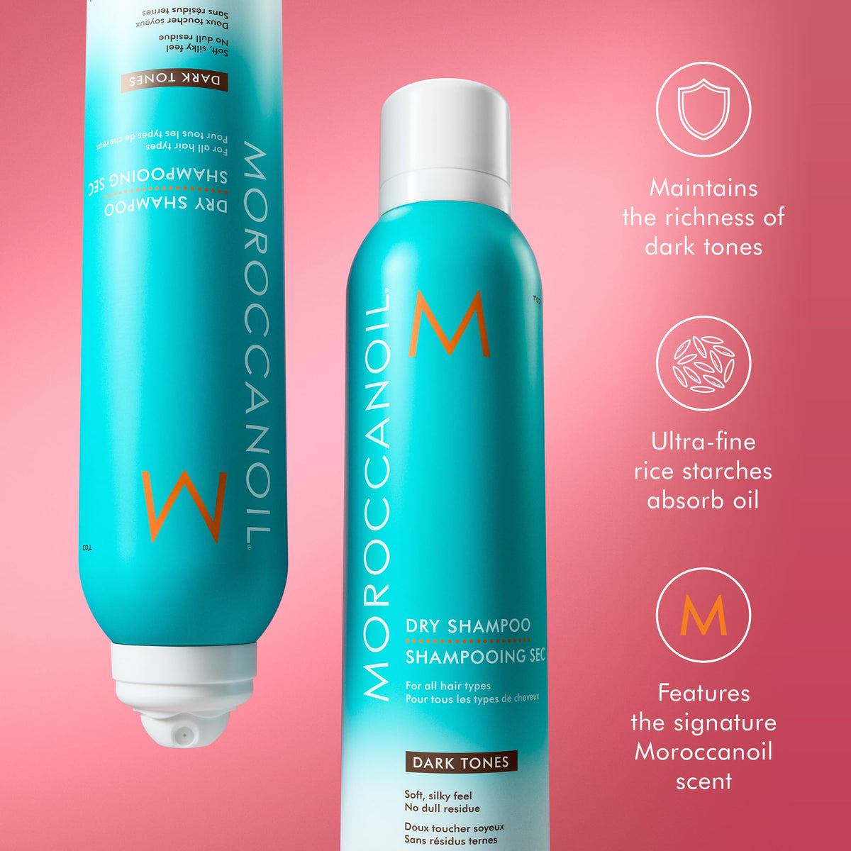 Moroccanoil Dry Shampoo Dark Tones on vanity