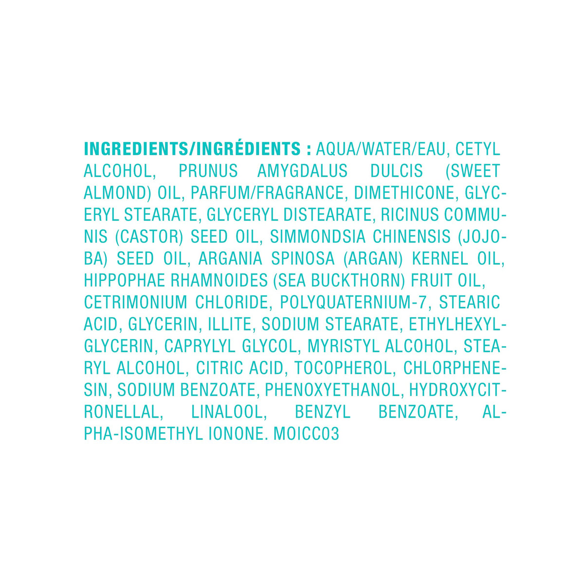 Moroccanoil Intense Curl Cream 10.2 Fl. Oz. ingredients list
