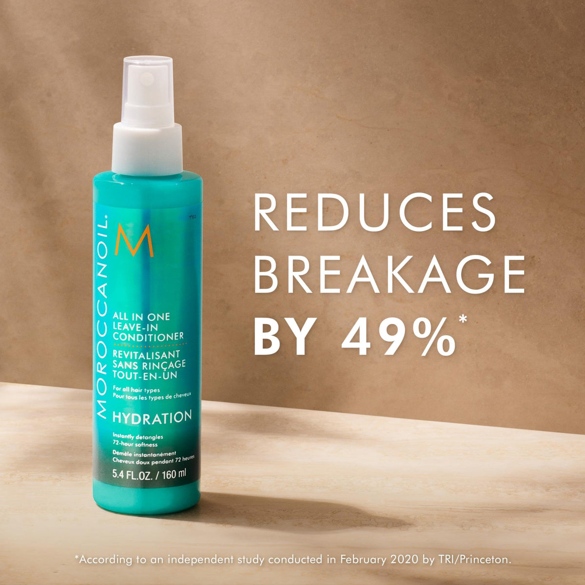 Moroccanoil Leave-in Conditioner on a bathroom shelf