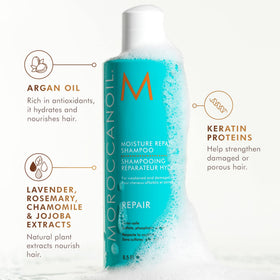 Moroccanoil Moisture Repair Shampoo bottle side view