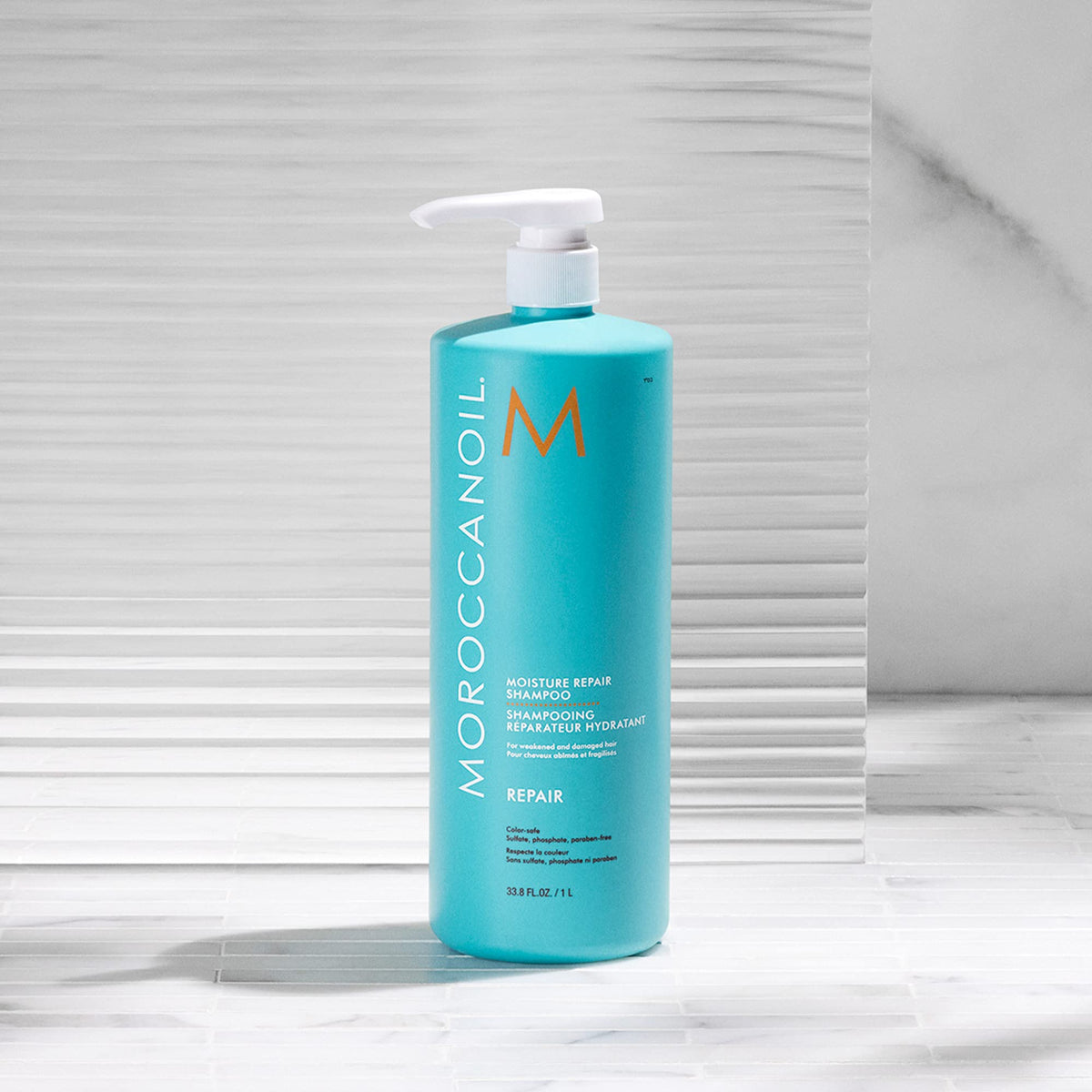 Moroccanoil Moisture Repair Shampoo with argan oil and keratin ingredients
