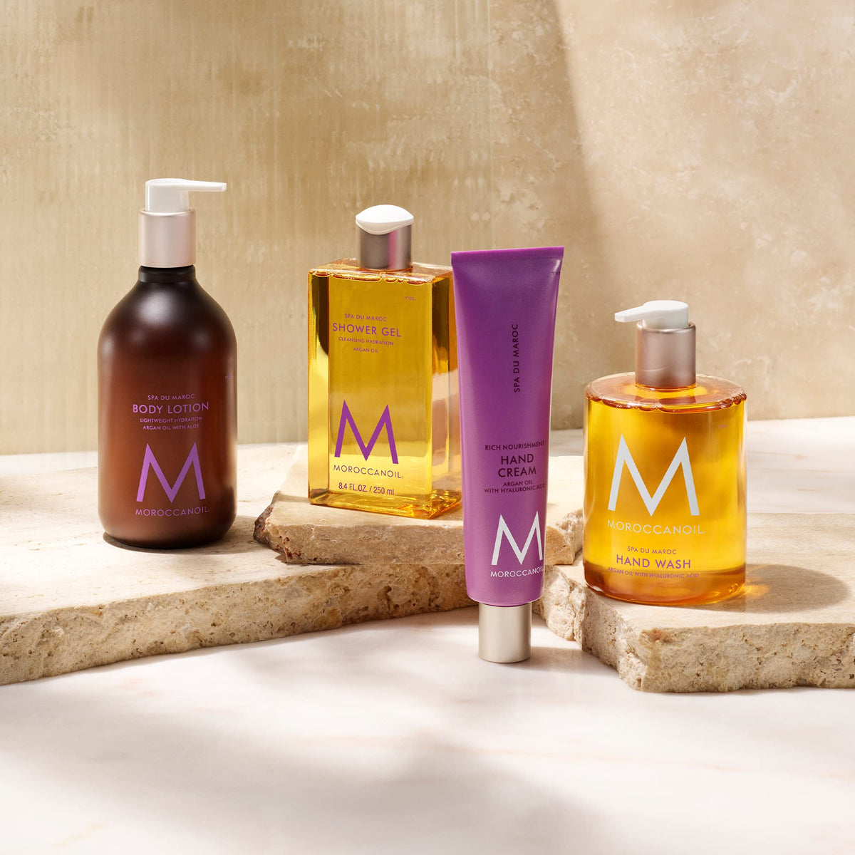 Moroccanoil Shower Gel Spa du Maroc on bathroom counter