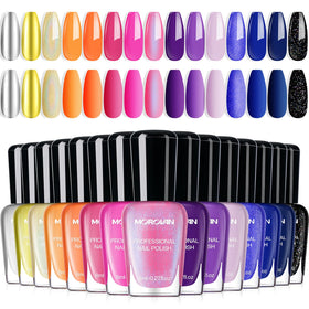 Morovan 15-Color Neon Nail Polish Set front view showcasing vibrant shades