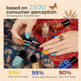 Morovan nail polish in terracotta and sage green shades