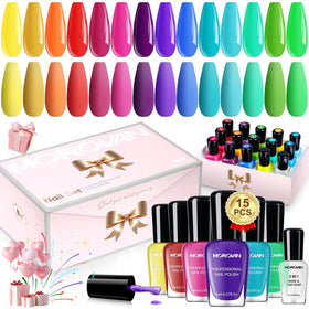 Morovan Nail Polish Set 15PCS with bright rainbow colours