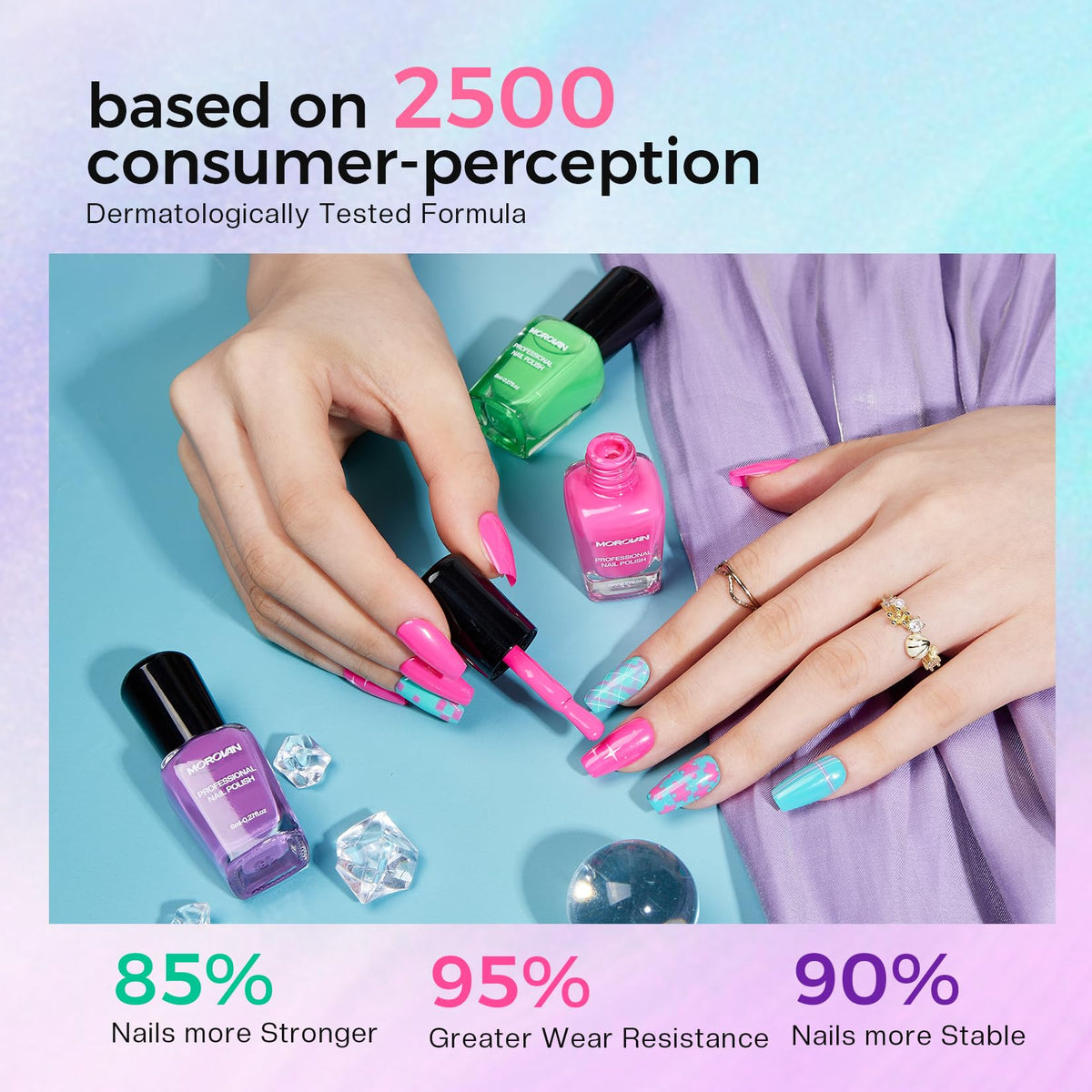 Morovan nail polish set arranged with nail art tools
