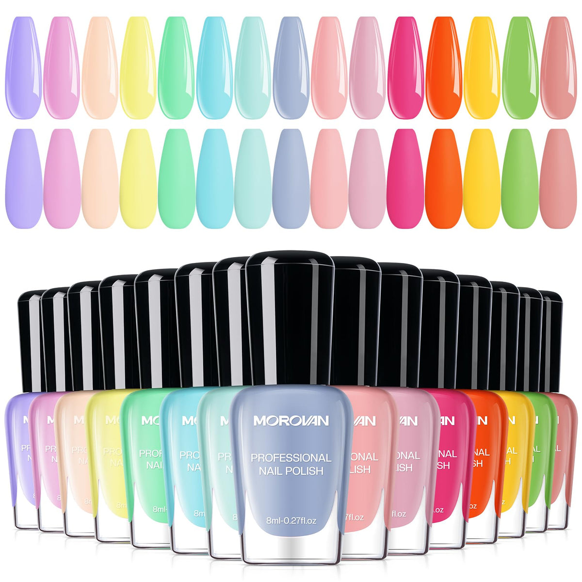 Morovan Nail Polish Set featuring pastel macaron colours