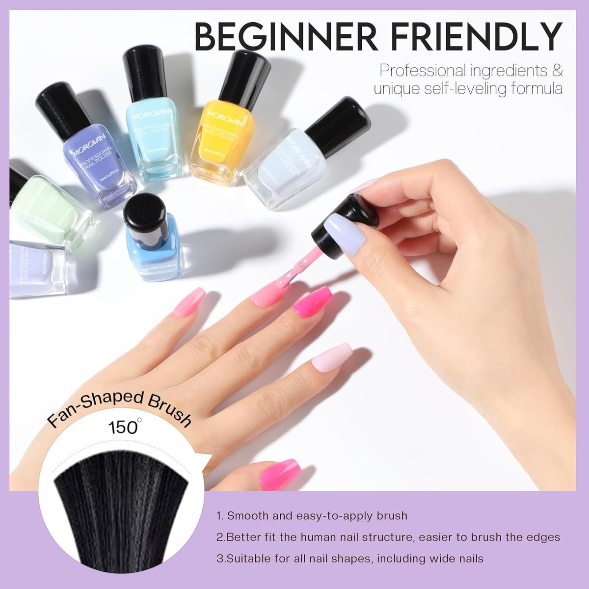 Morovan nail polish set packaging with 15 colours