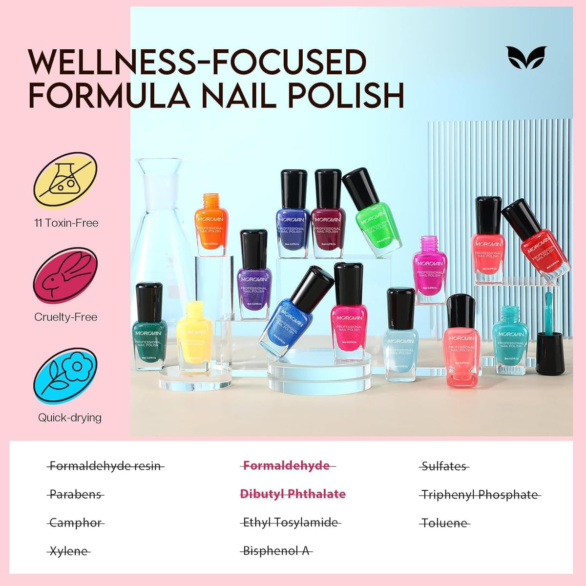 Morovan Nail Polish Set packaging with vibrant shades displayed