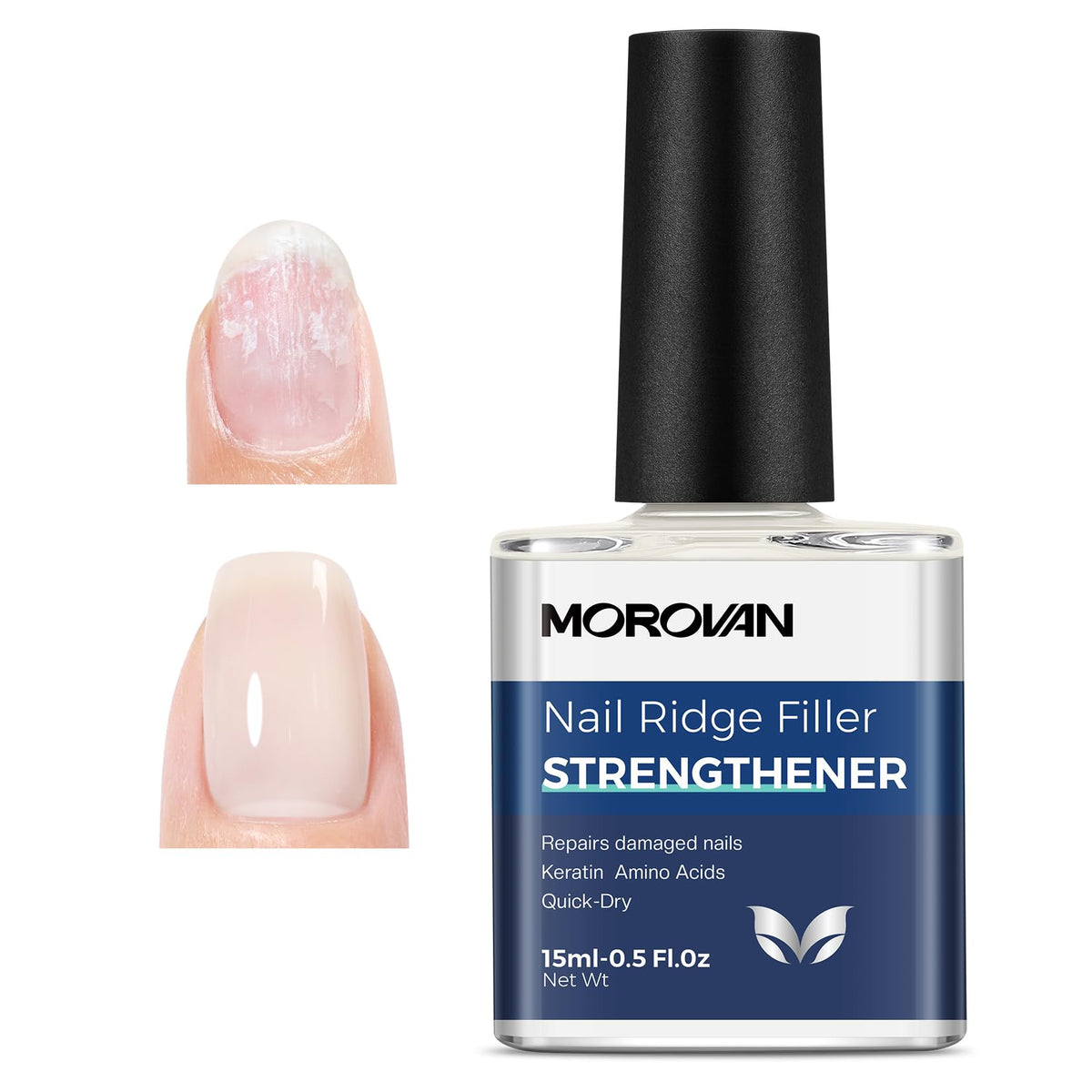 Morovan Nail Strengthener 59g front view with milky white finish