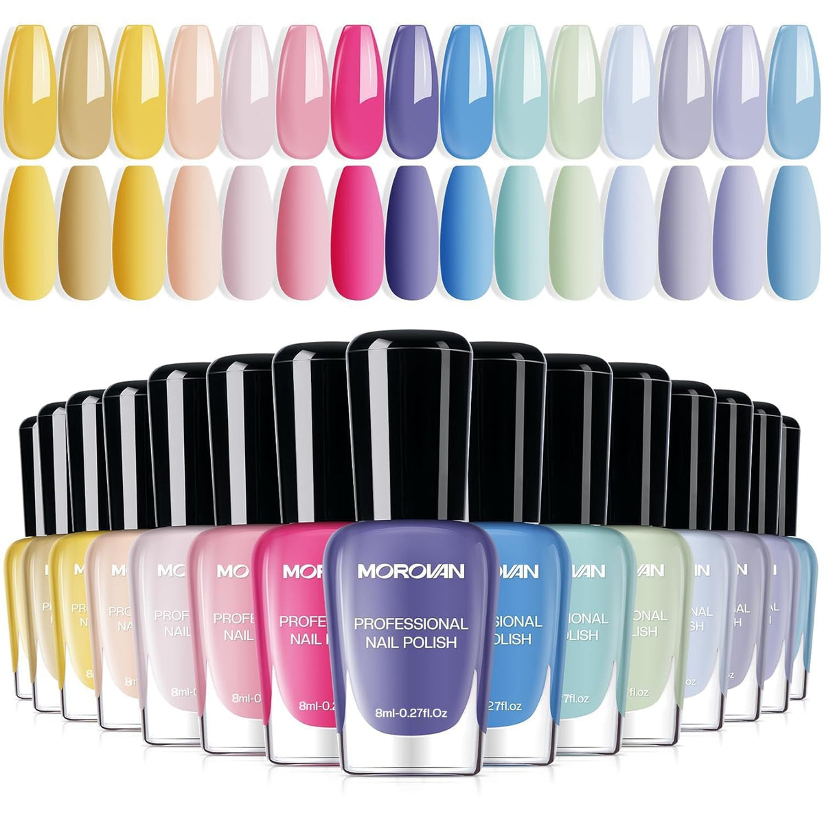 Morovan Pastel Nail Polish Set with 15 vibrant colours