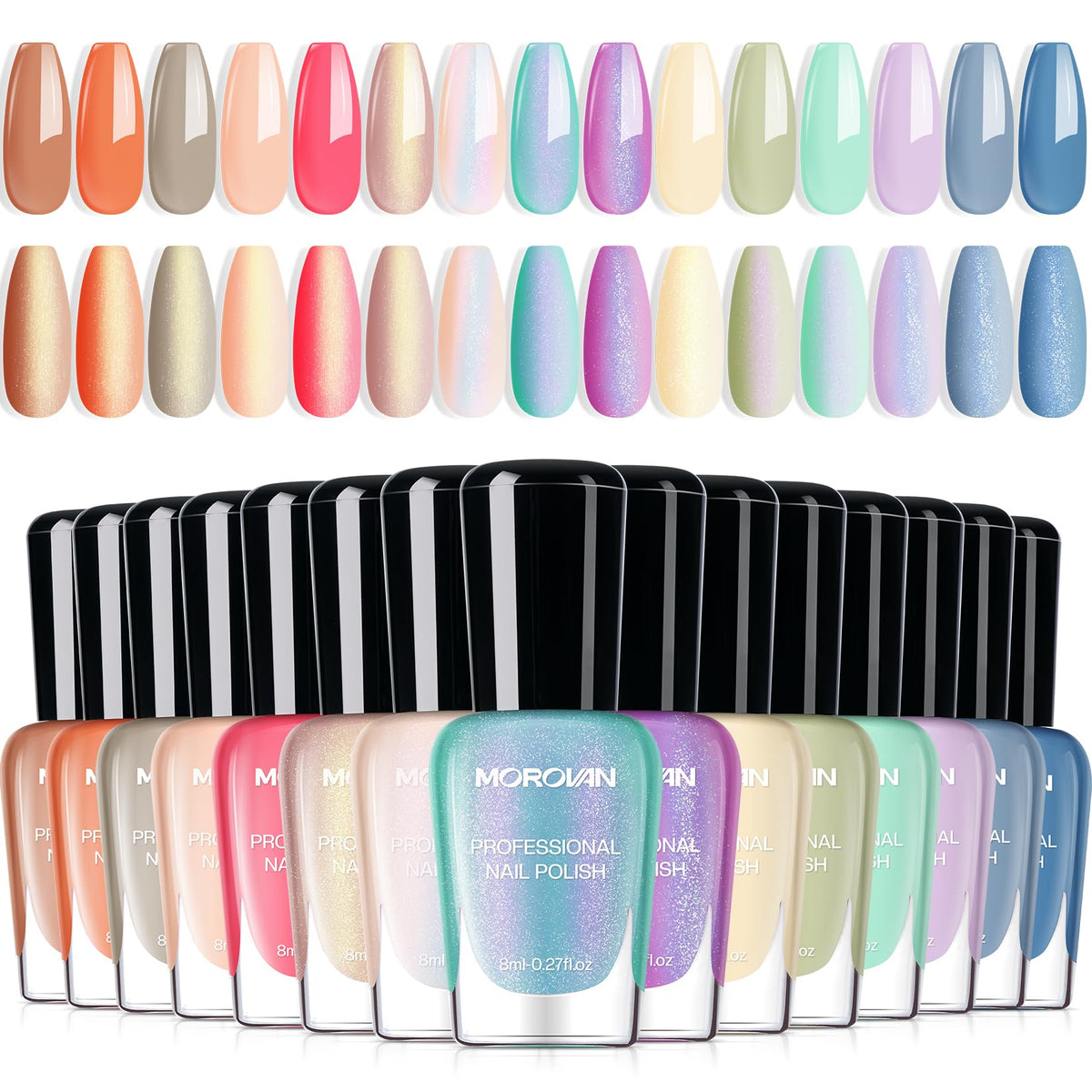 Morovan Pearl Nail Polish Set featuring 4 iridescent colours
