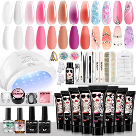 Morovan Poly Gel Nail Kit with 48W UV Lamp and tools