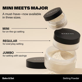 MORPHE Bake & Set Brightening Setting Powder lifestyle scene with makeup setup