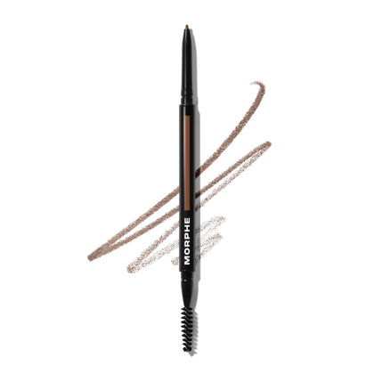 MORPHE Micro Dual Eyebrow Pencil Mocha front view with retractable tip