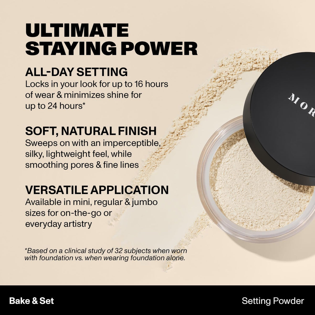 MORPHE Mini Bake & Set Translucent Setting Powder applied on skin