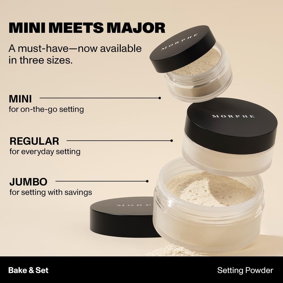 MORPHE Mini Bake & Set Translucent Setting Powder in makeup setup