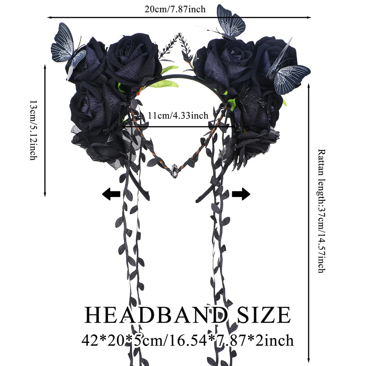 MOSTORY Black Flower Crown Headband in white colour option