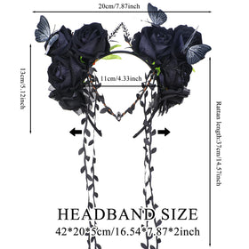 MOSTORY Black Flower Crown Headband in white colour option