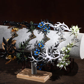 MOSTORY Light Up Antler Crown back view showing adjustable ribbon