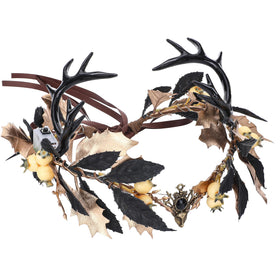 MOSTORY Light Up Antler Crown front view with floral design