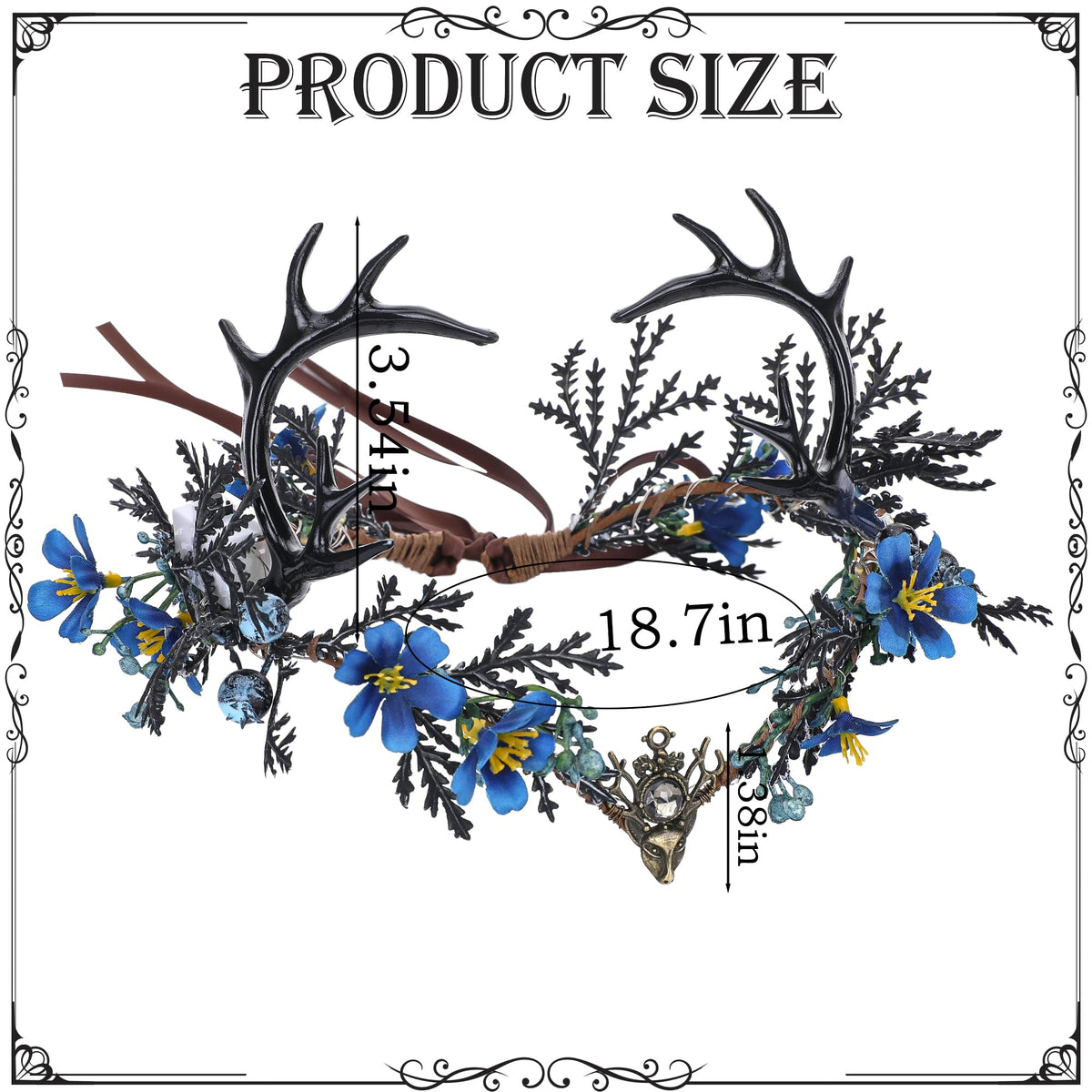 MOSTORY Light Up Antler Crown with natural flower appearance
