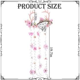 MOSTORY Pink Fairy Antler Headpiece in natural light