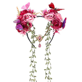 MOSTORY Purple Fairy Flower Crown front view with floral accents