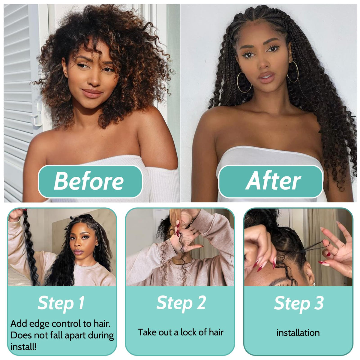 MOTFIN 14 Inch Curly Wave Hair packaging