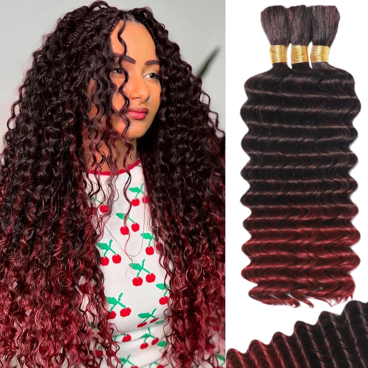 MOTFIN 22 Inch Curly Wave Braiding Hair front view