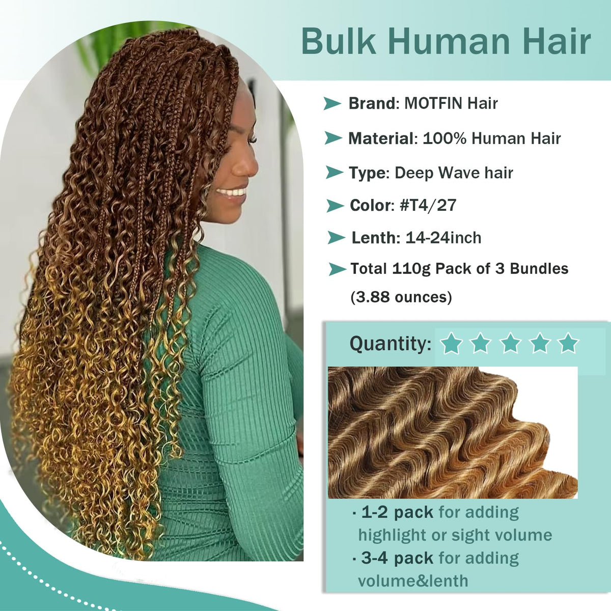 MOTFIN 24 Inch Curly Wave Hair in a natural setting