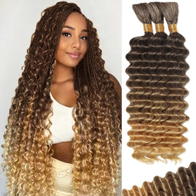 MOTFIN 24 Inch Curly Wave Human Braiding Hair front view