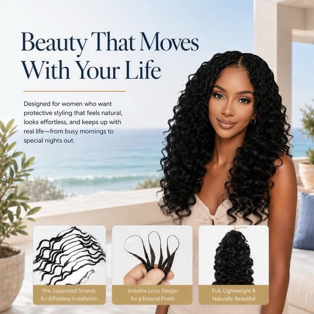 MOTFIN crochet hair styled in a protective braid